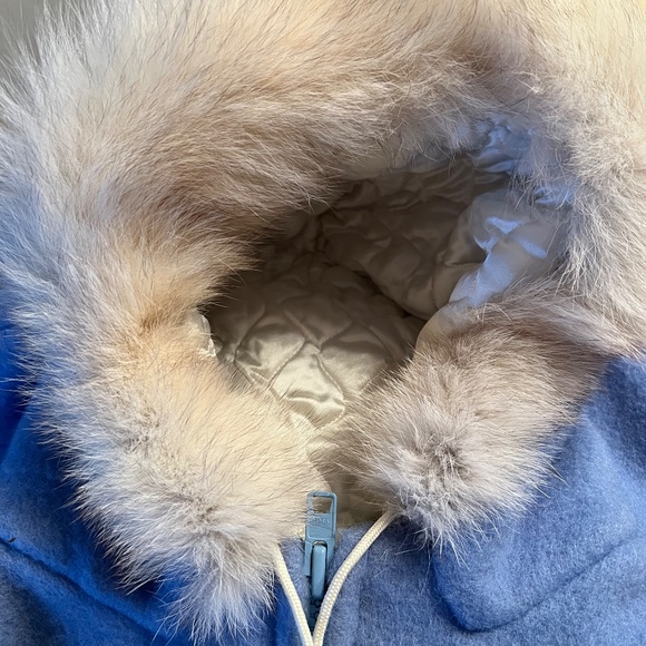 Made in Canada Women's Wool Coat with Inuit style embroidery designs. - Picture 3 of 12